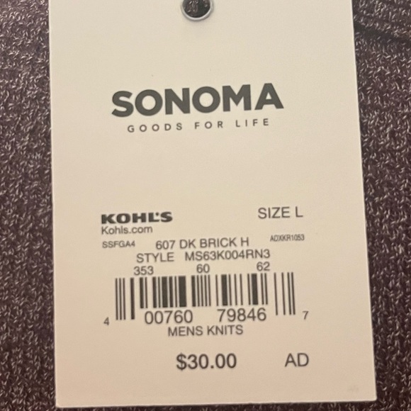 NWT Mens Burgundy Colored Knit Top Built for Comfort!! - Picture 4 of 9